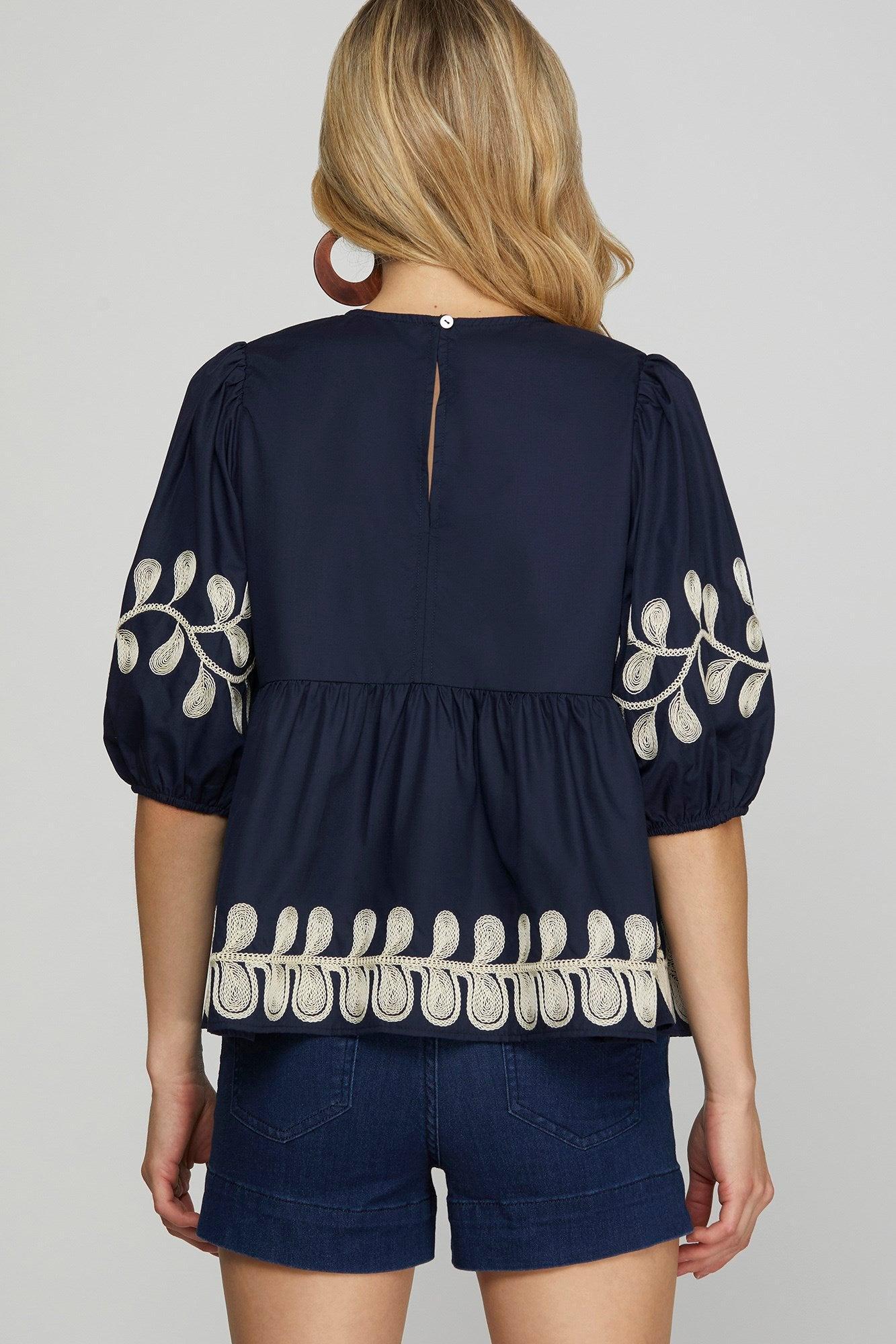 Half Sleeve Embroidered Top Product Image