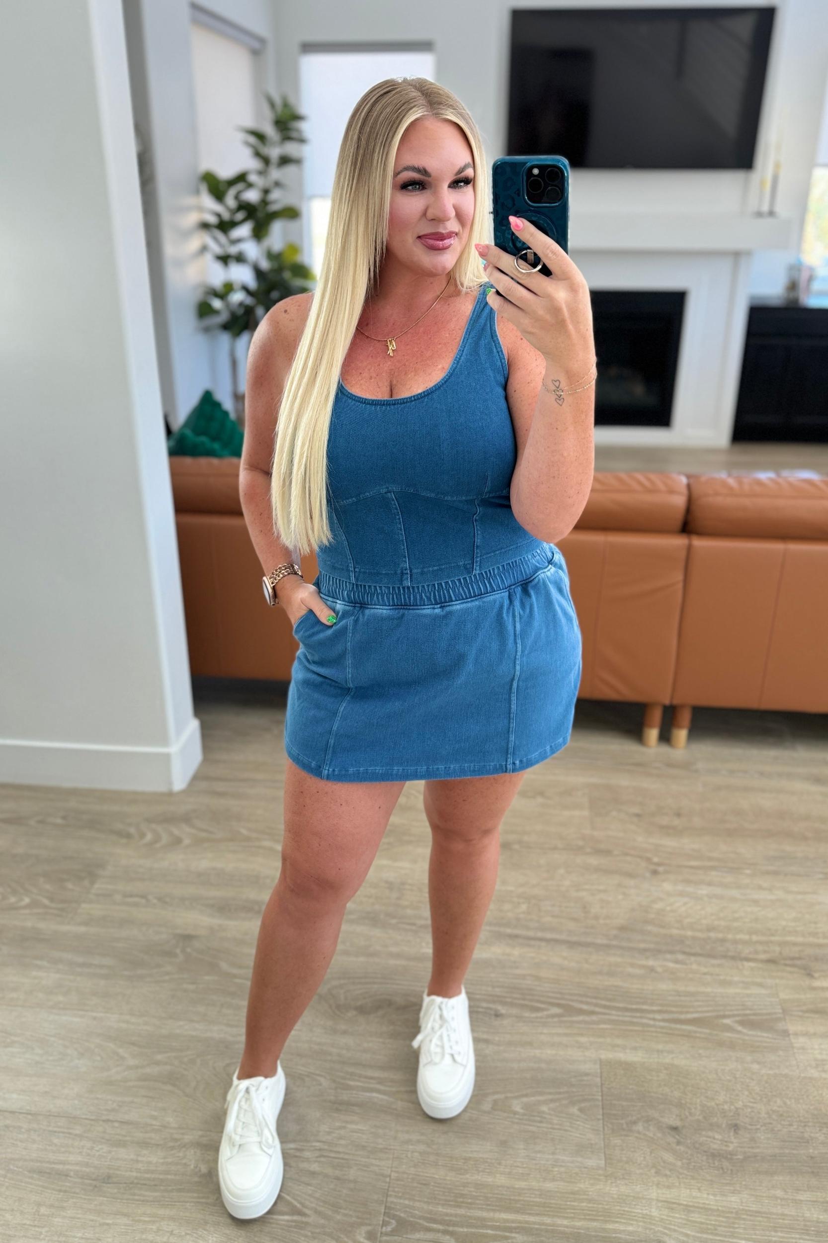 City Siren Skort in Light Denim Product Image