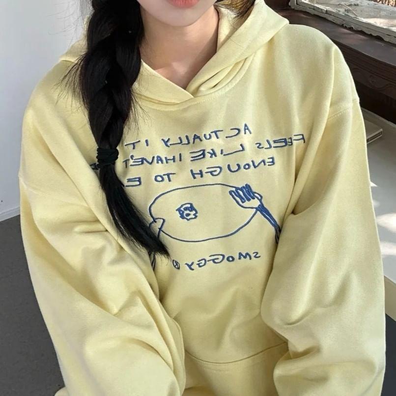 V-Neck Print Hoodie Product Image