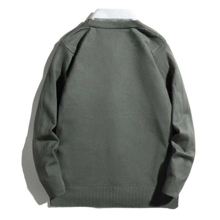 V-Neck Plain Oversized Cardigan Product Image