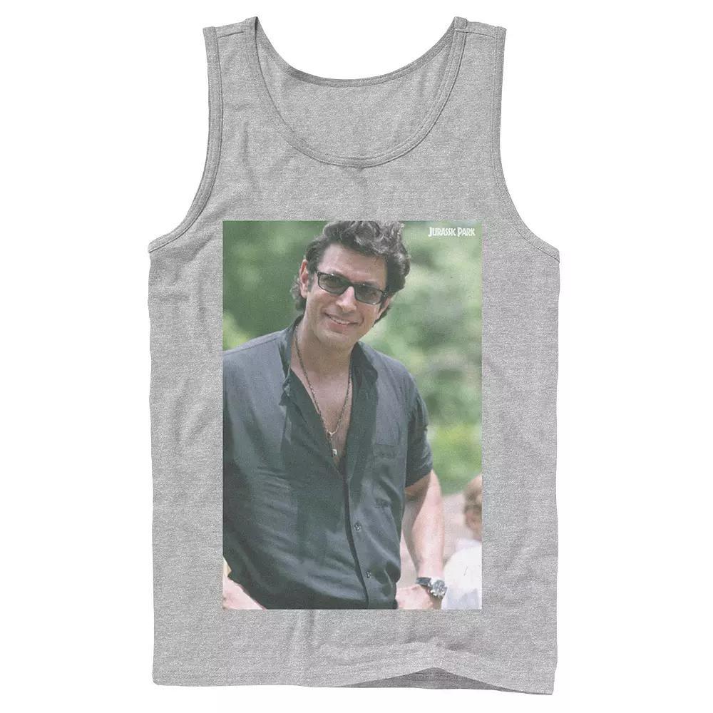 Men's Jurassic Park Jeff Goldblum Smile Poster Style Tank Top, Size: Small, Grey Product Image