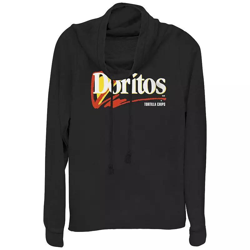 Juniors' Doritos Tortilla Chips Logo Cowlneck Graphic Lightweight Long Sleeve, Girl's, Size: Large, Black Product Image