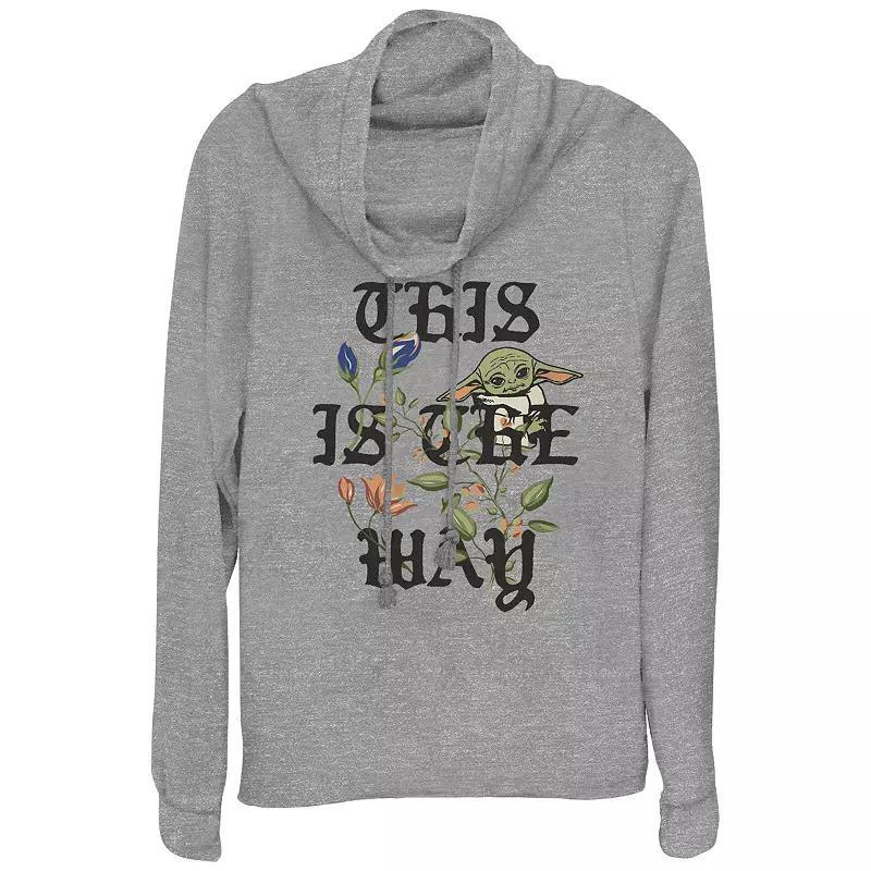 Plus Size Star Wars The Mandalorian Grogu This Is The Way Floral Cowlneck Graphic Lightweight Long Sleeve, Women's, Size: 1XL, Gray Grey Product Image