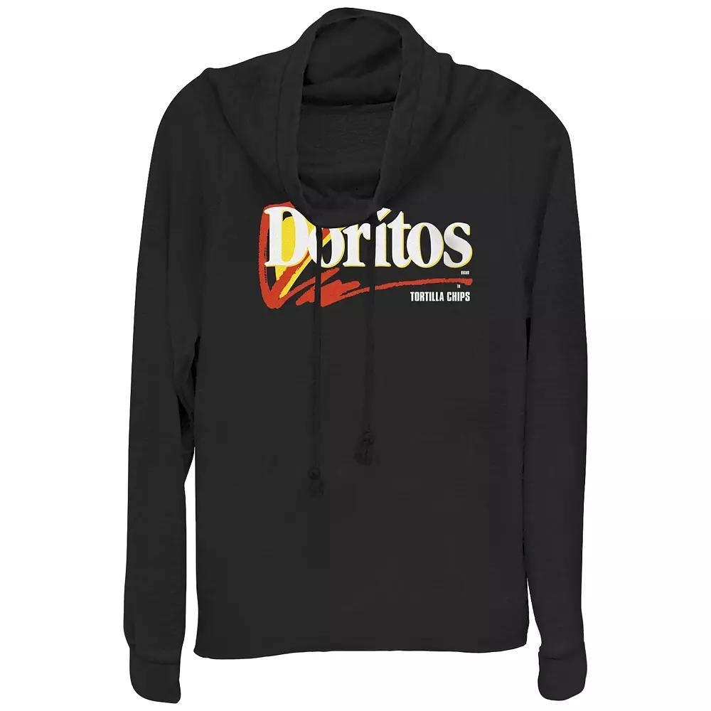 Juniors' Doritos Tortilla Chips Logo Cowlneck Graphic Lightweight Long Sleeve, Girl's, Size: Large, Black Product Image