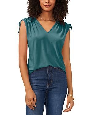 Vince Camuto Slvlss V Neck With Shirring At Shoulders (Rich ) Women's Clothing Product Image
