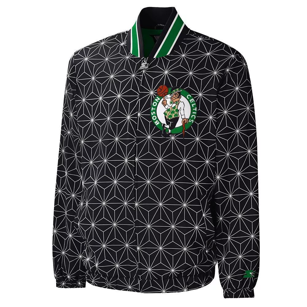 Men's Starter Black Boston Celtics In-Field Play Fashion Satin Full-Zip Varsity Jacket, Size: Large Product Image