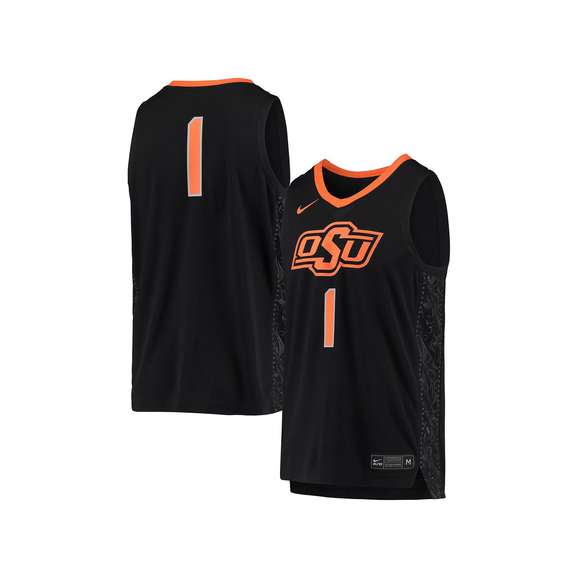Men's Nike #1 Black Oklahoma State Cowboys Team Replica Basketball Jersey, Size: Large Product Image