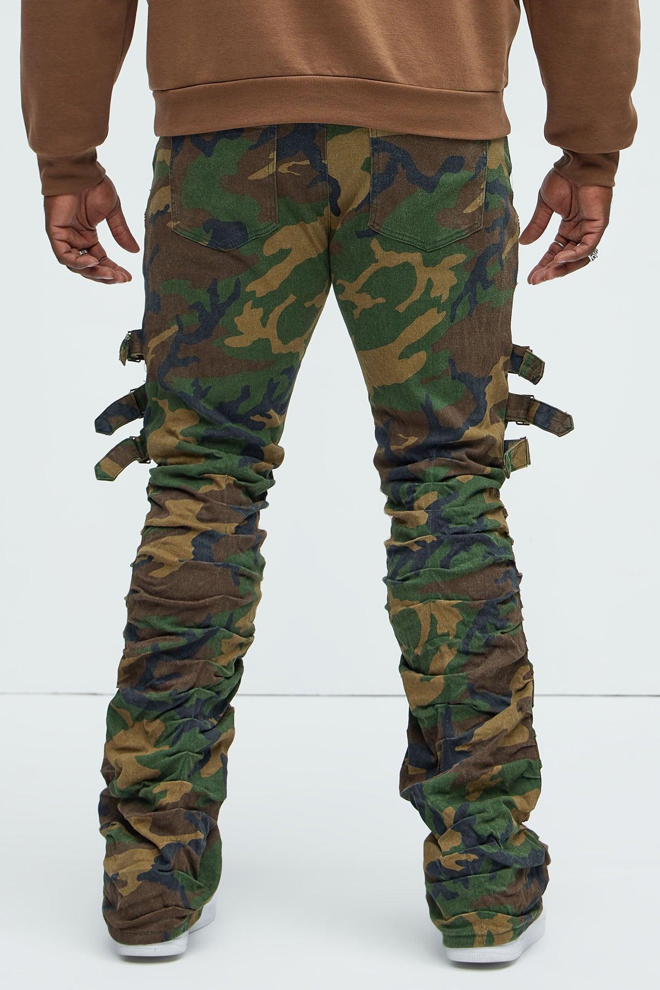 Pleat Me Down Stacked Skinny Flare Pants - Camouflage Product Image