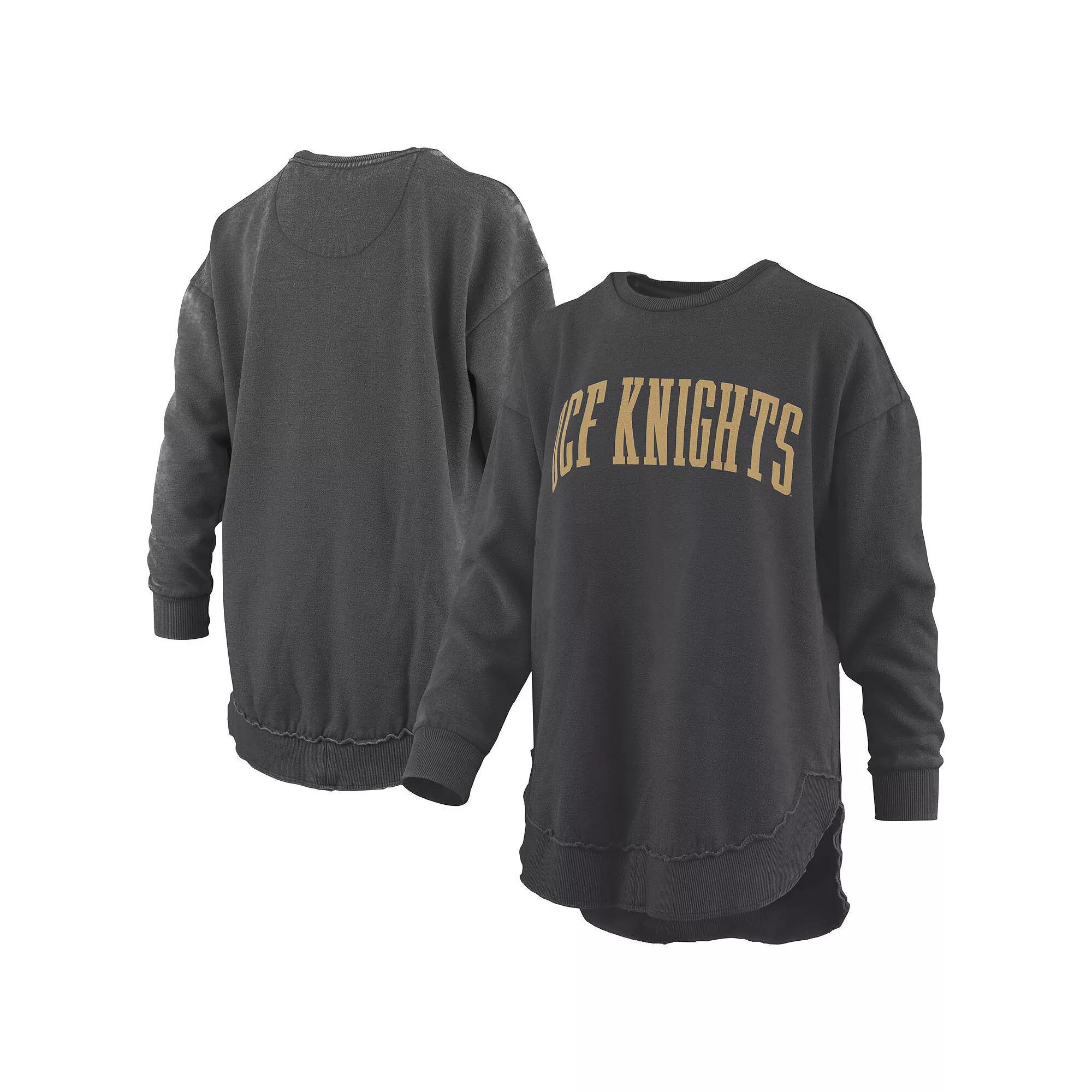 Women's Pressbox  Black Oklahoma State Cowboys Melange Poncho Vintage Fleece Long Sleeve Pullover Sweatshirt, Size: Medium Product Image
