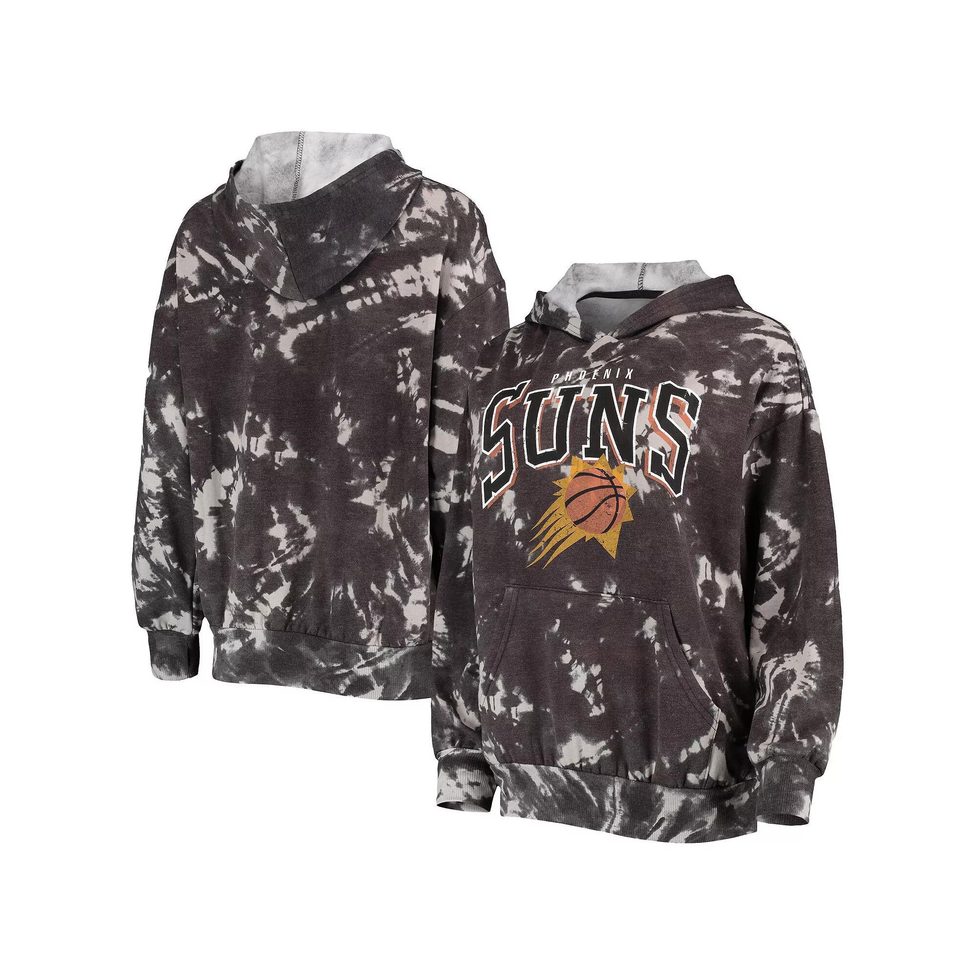Women's Majestic Threads Black Phoenix Suns Burble Tie-Dye Tri-Blend Pullover Hoodie, Size: Medium, Phx Black Product Image