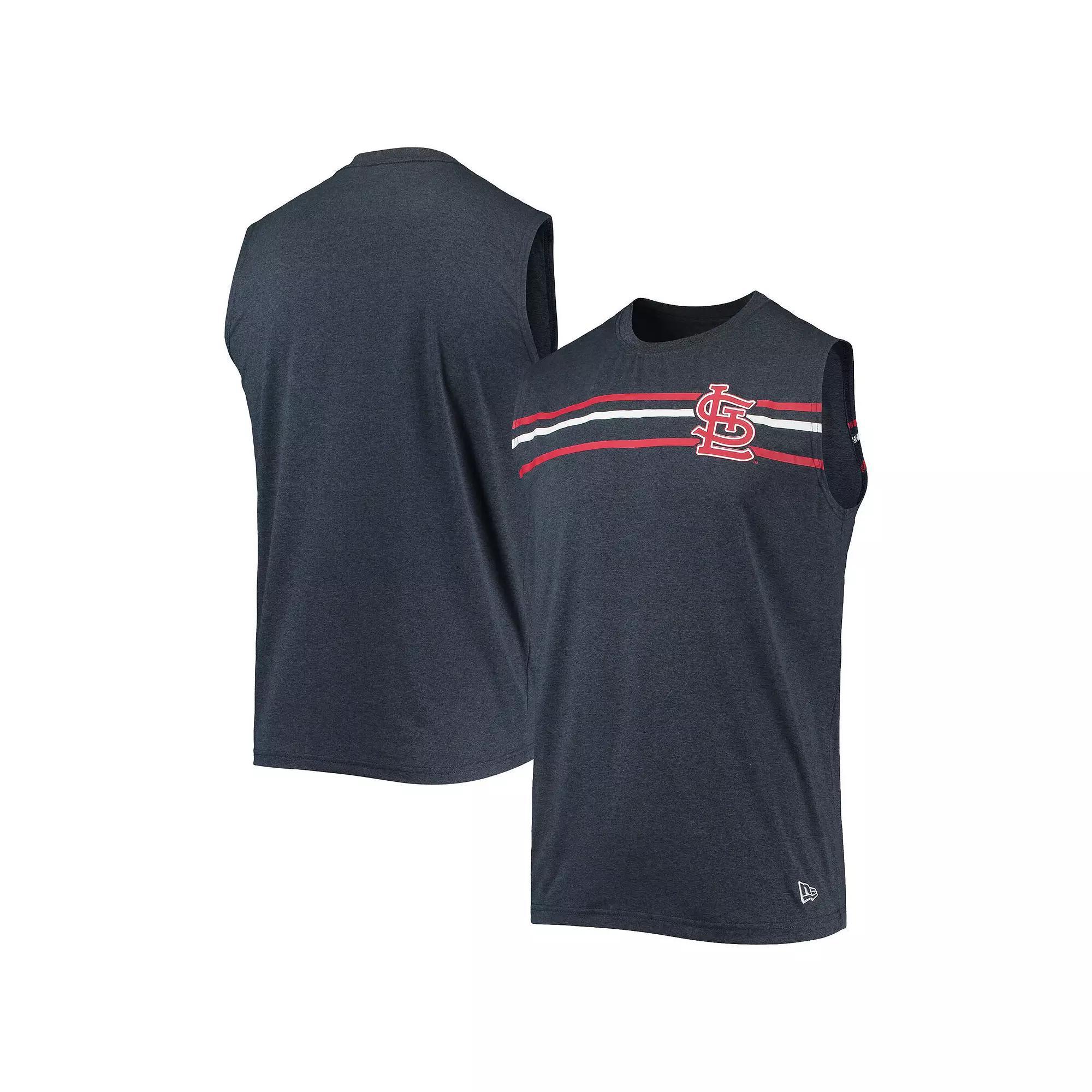 Mens New Era Heathered St. Louis Cardinals Muscle Tank Top Blue Product Image