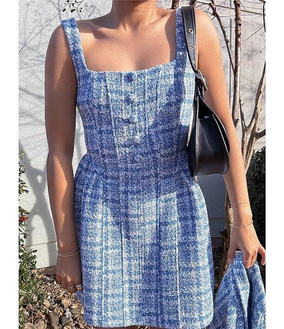 Gianni Bini Eliza Tweed Button Detail A-Line Dress Product Image