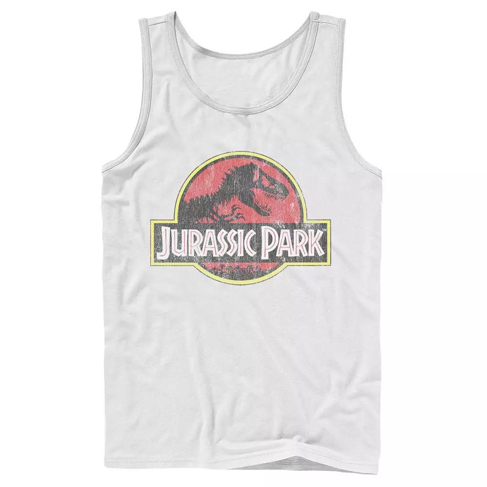 Men's Jurassic Park Distressed Original Park Logo Graphic Tank Top, Size: XL, Grey Product Image