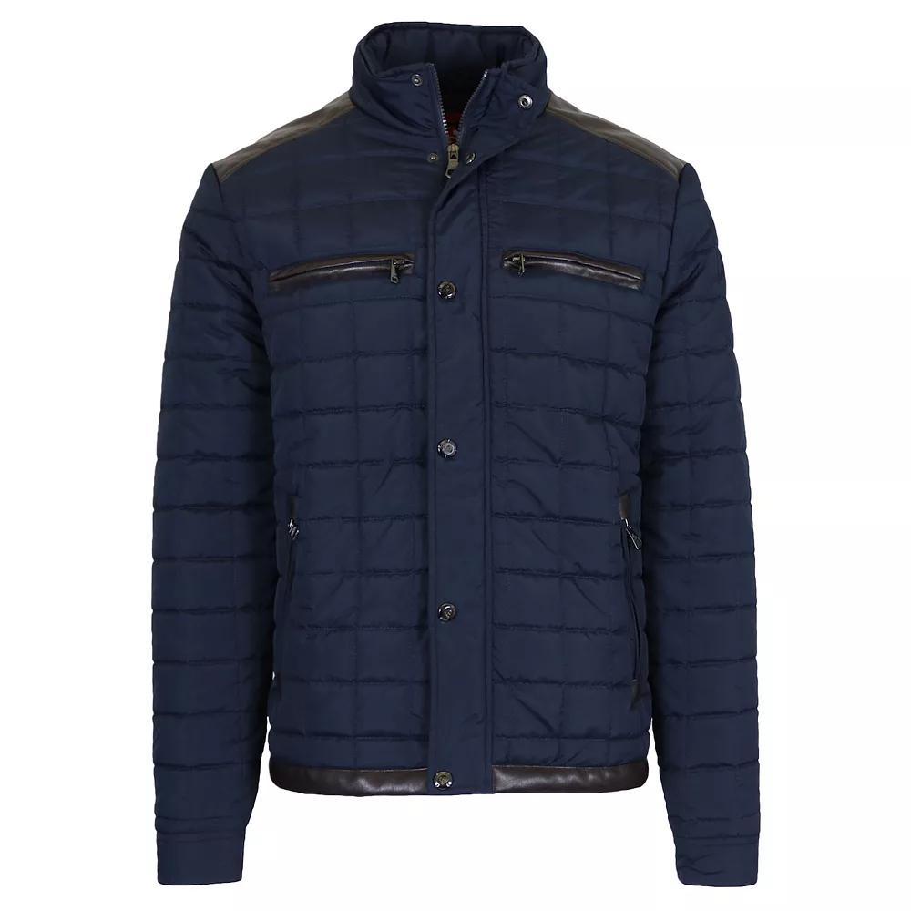 Men's Spire by Galaxy Lightweight Quilted Jacket with Synthetic Trim Design, Size: XL, Blue Product Image