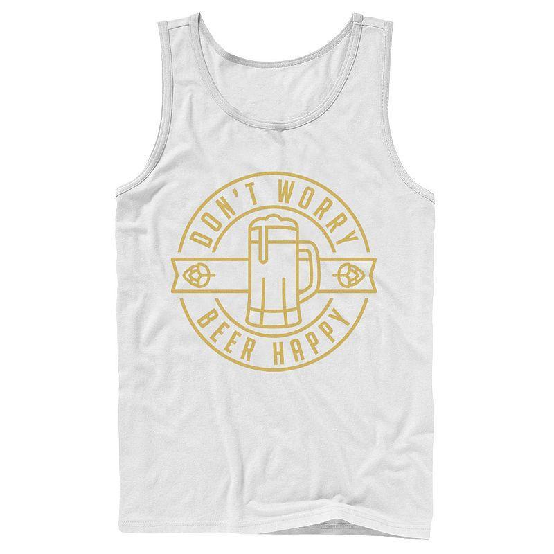Men's Don't Worry Beer Happy Circle Tank Top, Size: XL, Black Product Image