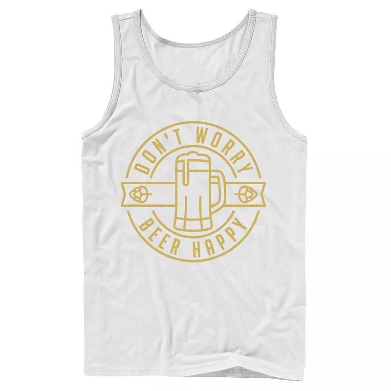 Men's Don't Worry Beer Happy Circle Tank Top, Size: XL, Black Product Image