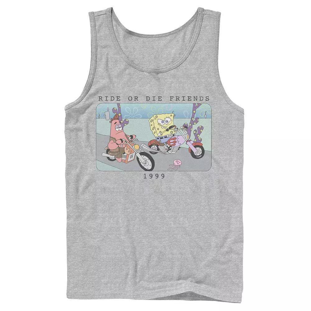 Men's Nickelodeon SpongeBob SquarePants Ride Or Die Friends 1999 Portrait Graphic Tank Top, Size: Small, Grey Product Image