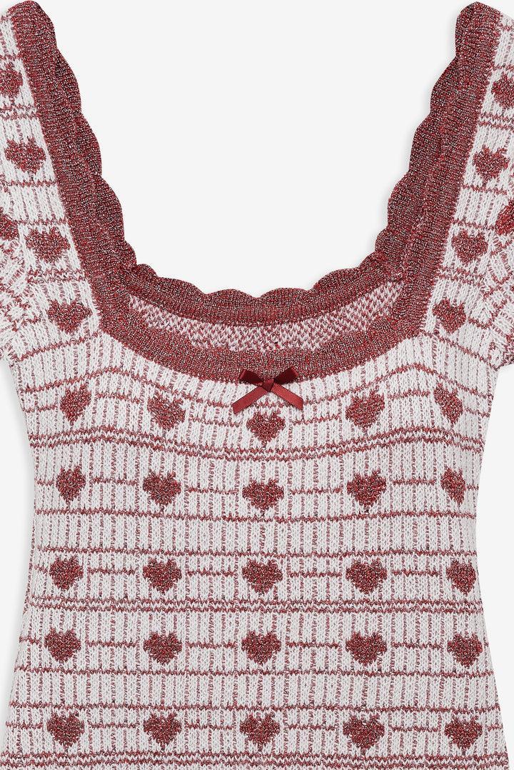 Candy Heart Knit Mini Dress — Pink Product Image