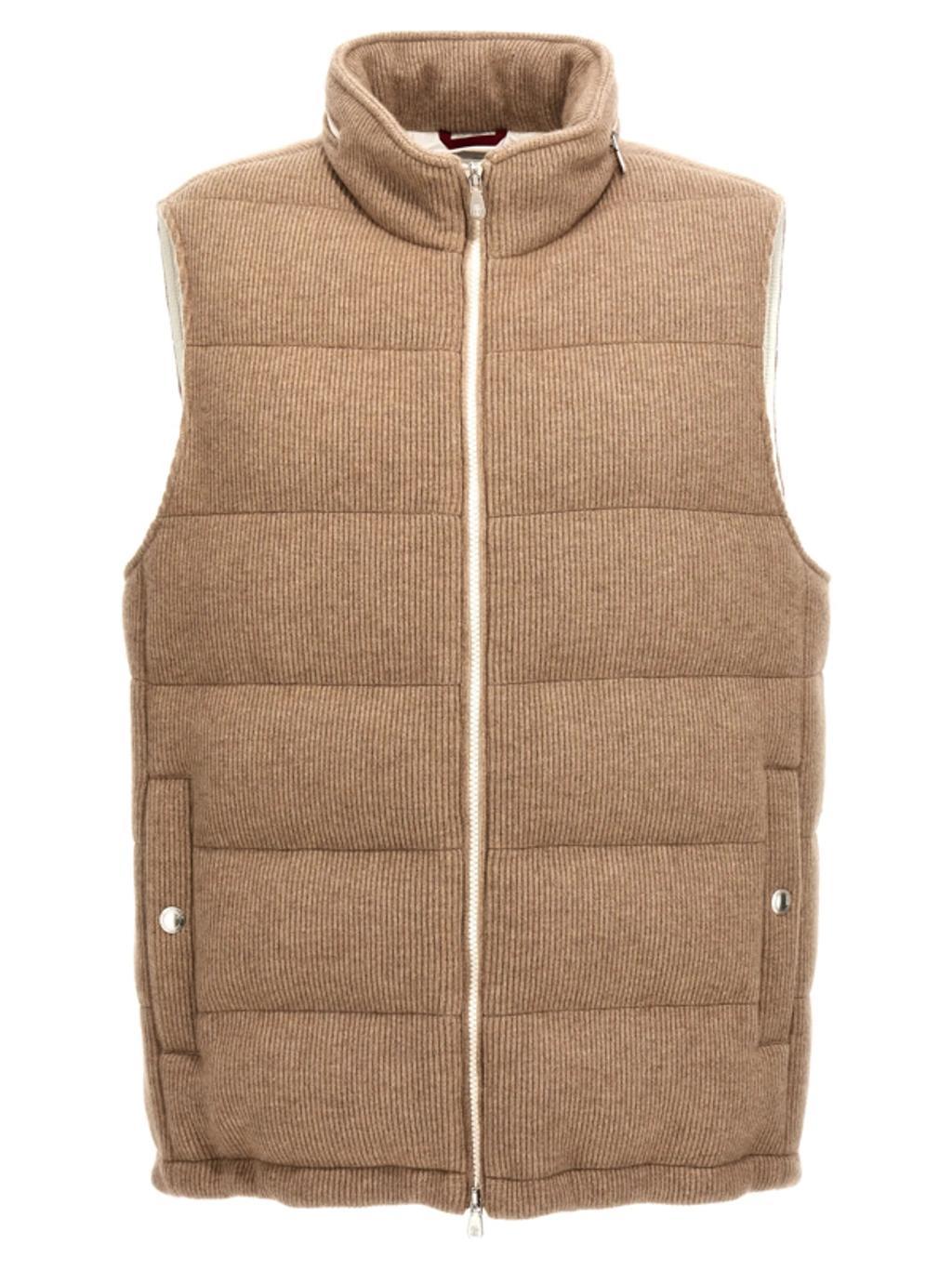 BRUNELLO CUCINELLI Cachemire Vest In Beige Product Image
