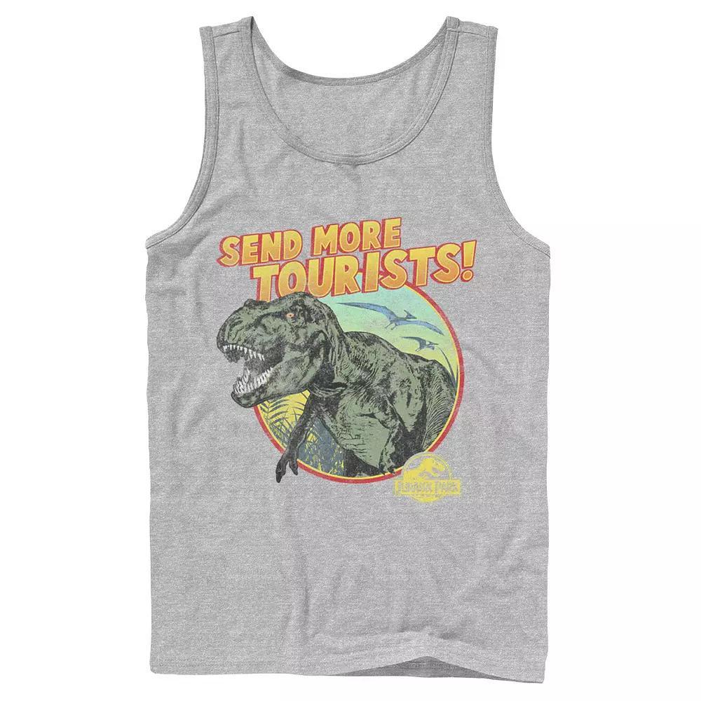 Men's Jurassic Park T-Rex Send More Tourists Tank Top, Size: Large, Athletic Grey Product Image
