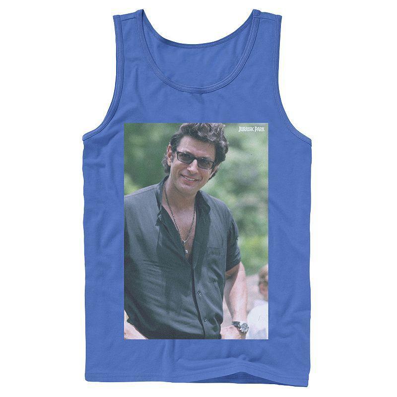 Men's Jurassic Park Jeff Goldblum Smile Poster Style Tank Top, Size: Small, Grey Product Image