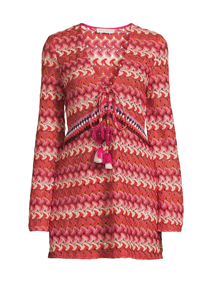 Womens Carra Crochet Long-Sleeve Minidress Product Image