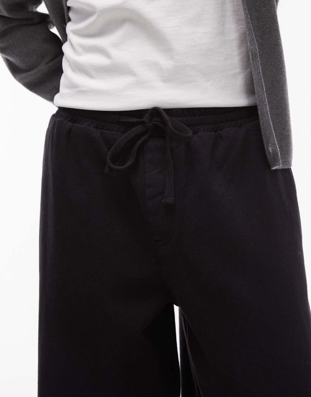 Topman twill pull on pants in washed black Product Image