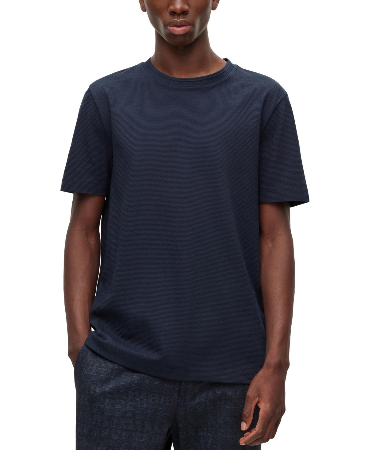 HUGO BOSS Tiburt Regular Fit Textured Short Sleeve Tee In Dark Blue Product Image