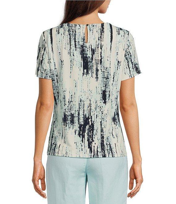 Calvin Klein Pleated Crew Neck Short Sleeve Blouse Product Image
