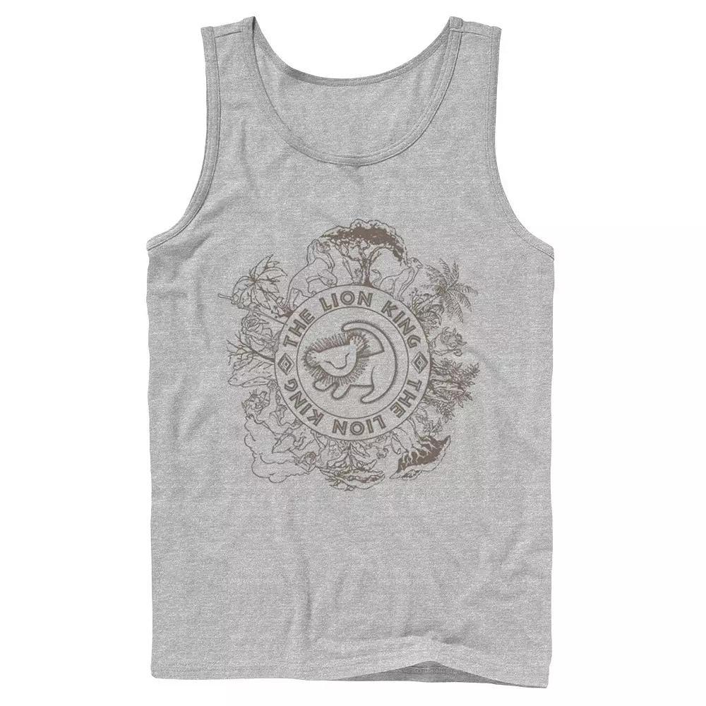Disney's The Lion King Men's Circle Of Life Line Art Logo Tank Top, Size: Large, Athletic Grey Product Image