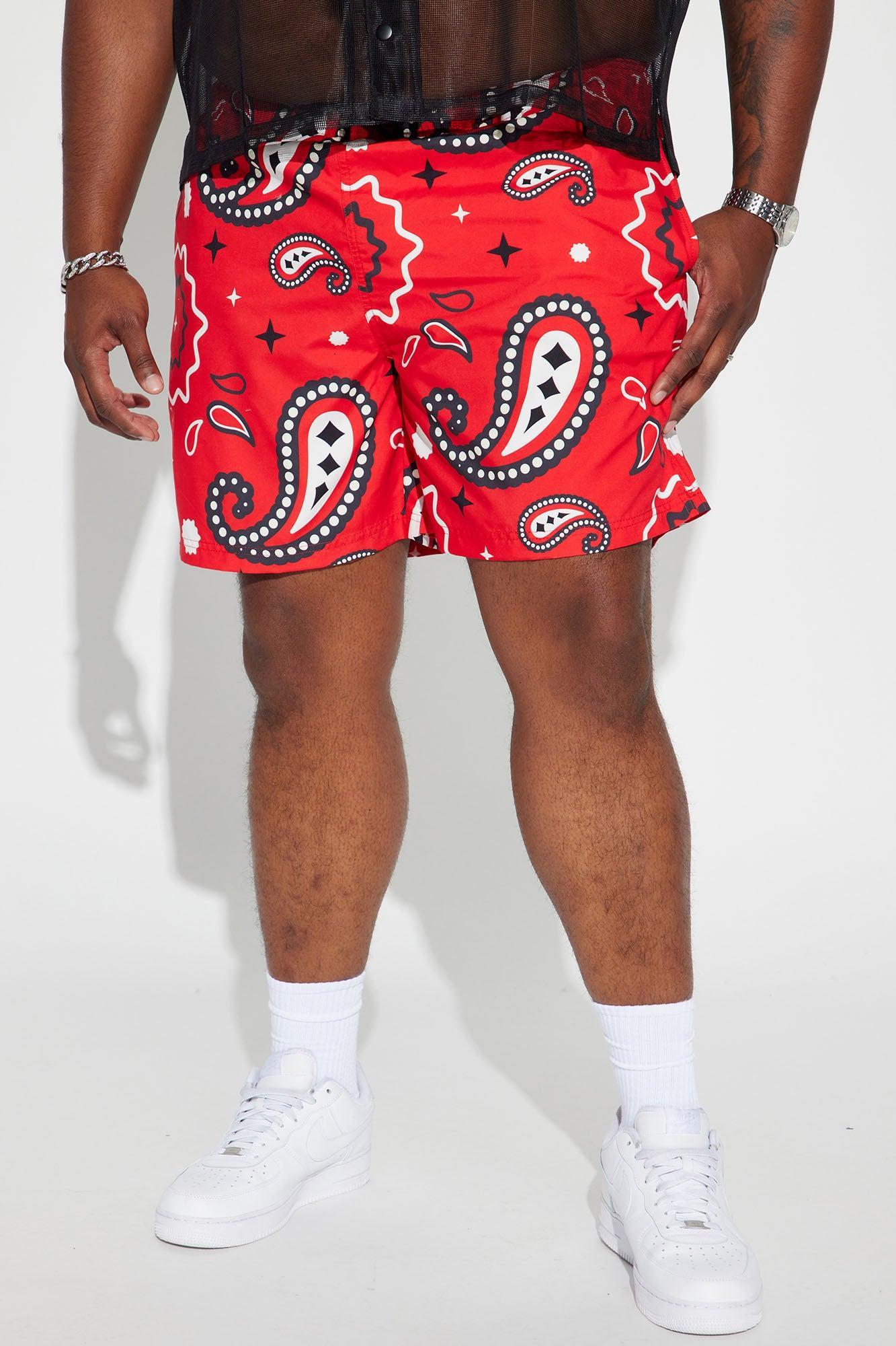Let's Get Paisley Swim Classic Trunk - Red Product Image