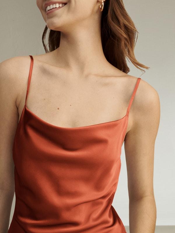 Elegant Alluring Cowl Neck Silk Dress Product Image