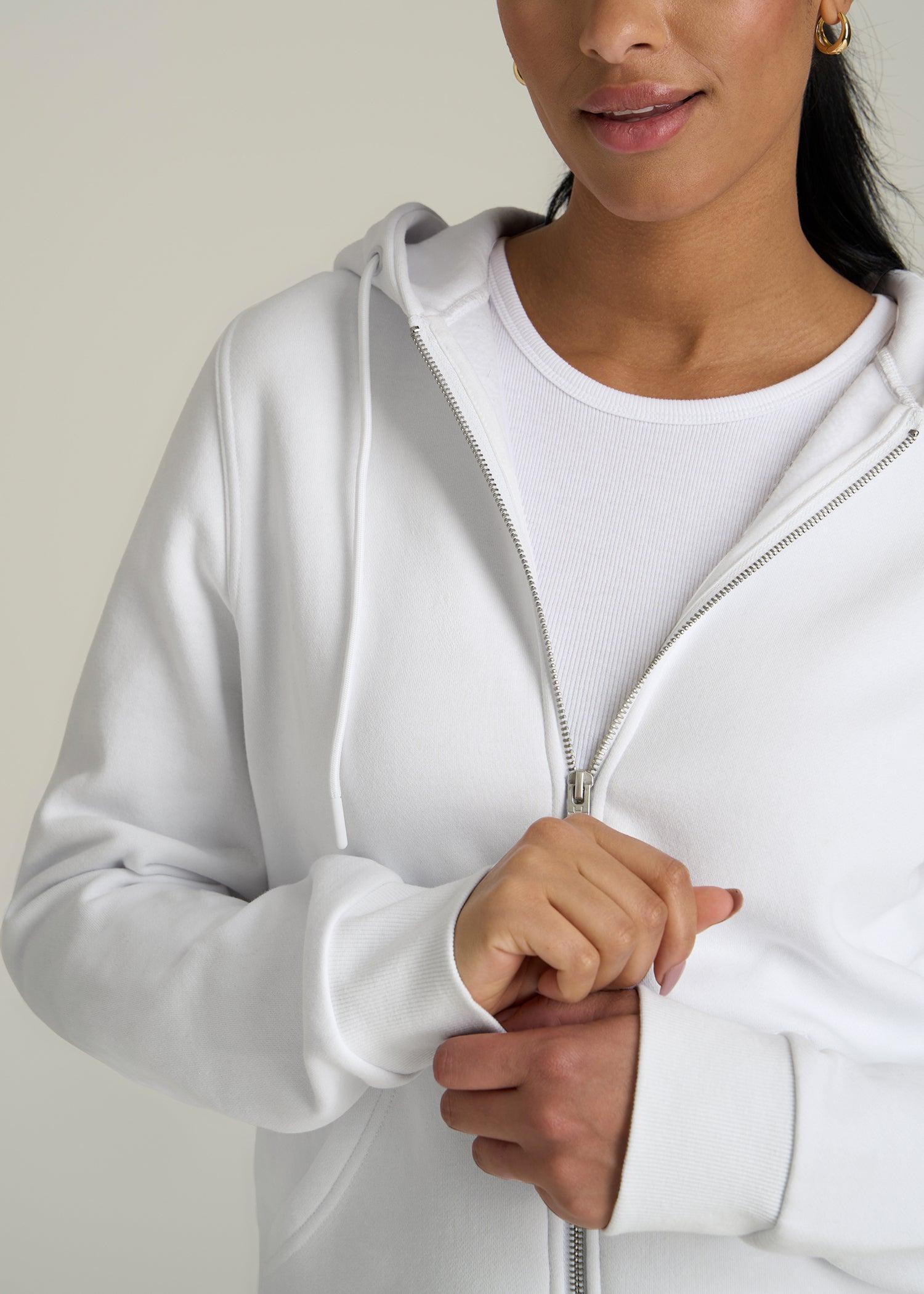 Wearever Fleece Full-Zip Women's Tall Hoodie in Optic White Product Image