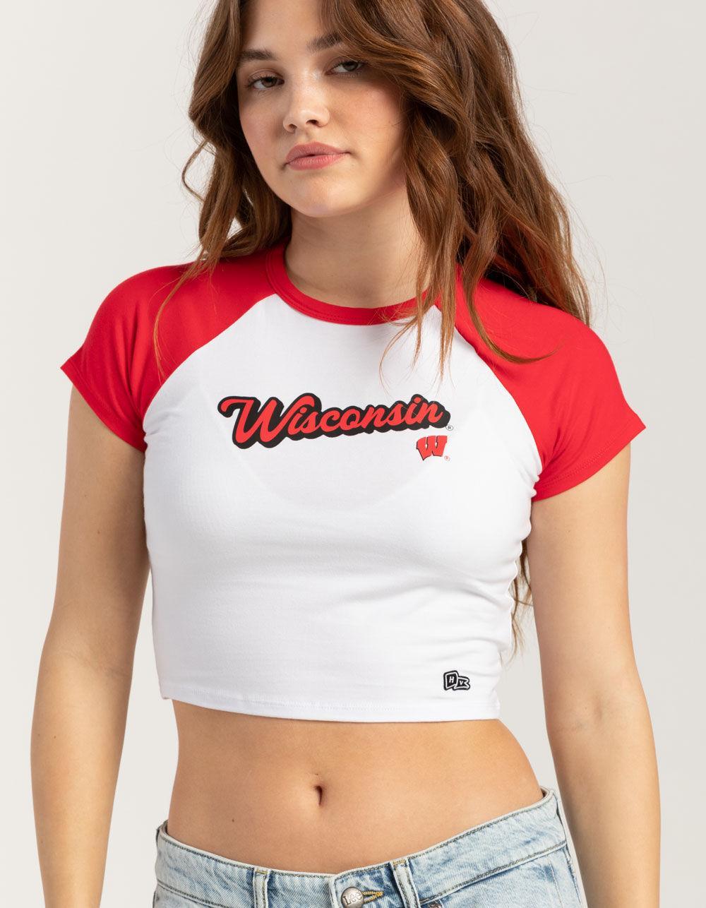 HYPE AND VICE University of Wisconsin Homerun Womens Raglan Tee Product Image