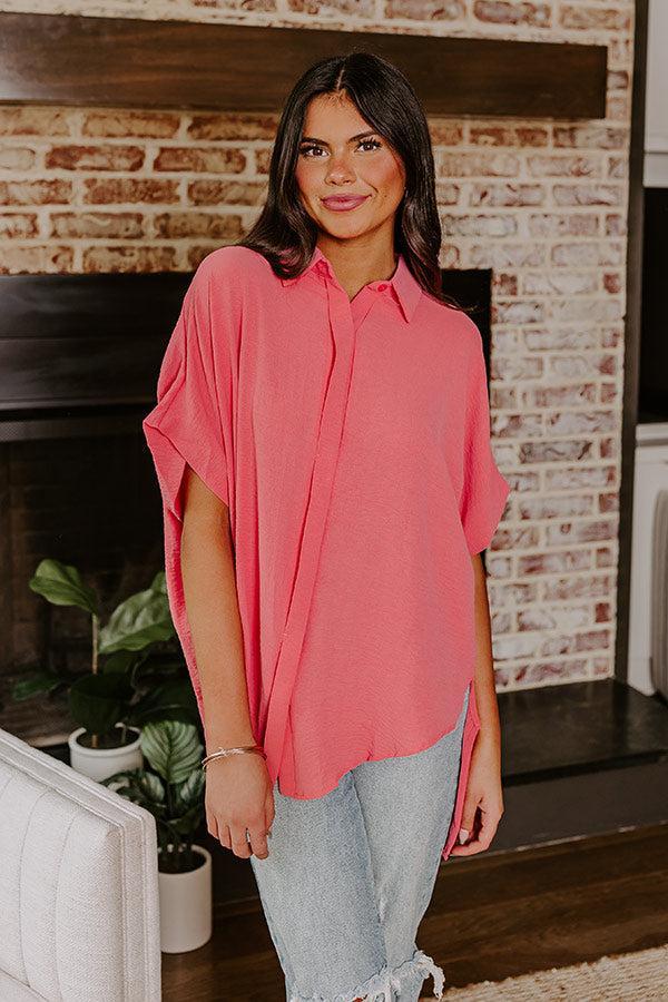 Destined For Decadence Button Up In Coral Product Image