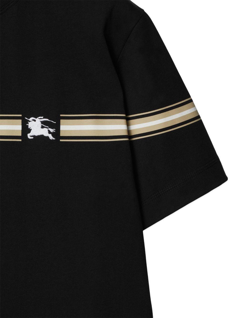 striped-detail cotton T-shirt  Product Image