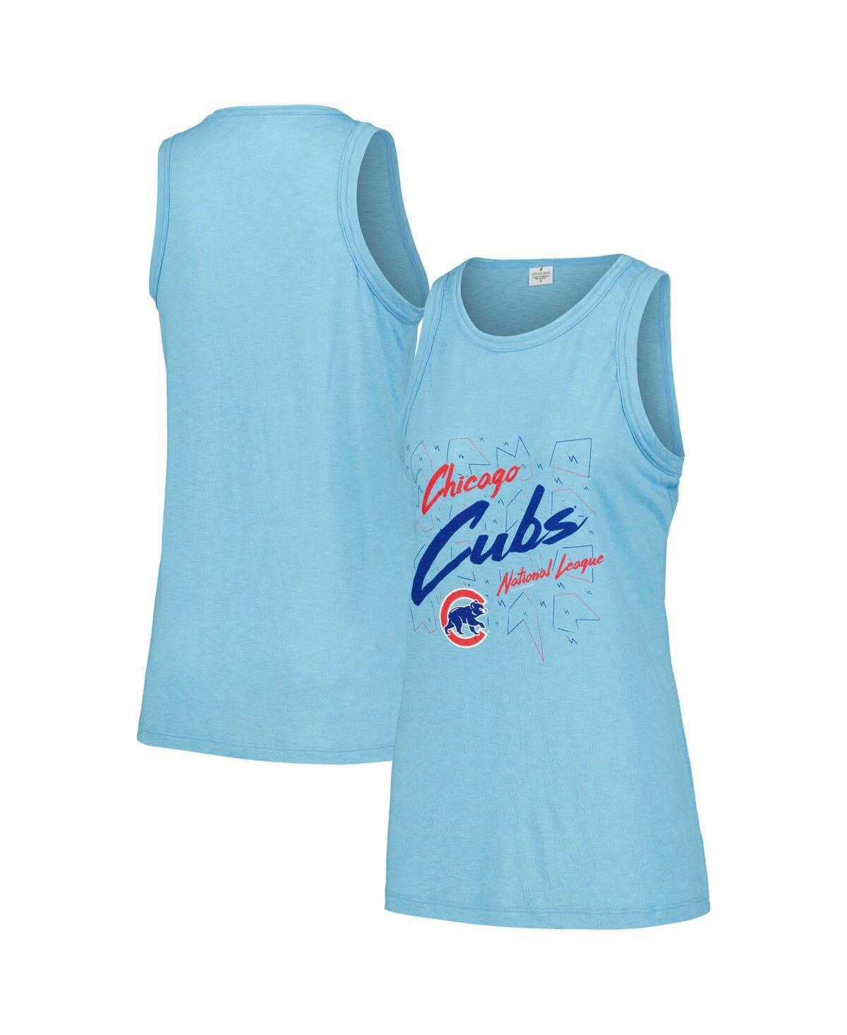 Women's Soft as a Grape Light Blue Chicago Cubs Gauze High Neck Tank Top, Size: Large Product Image