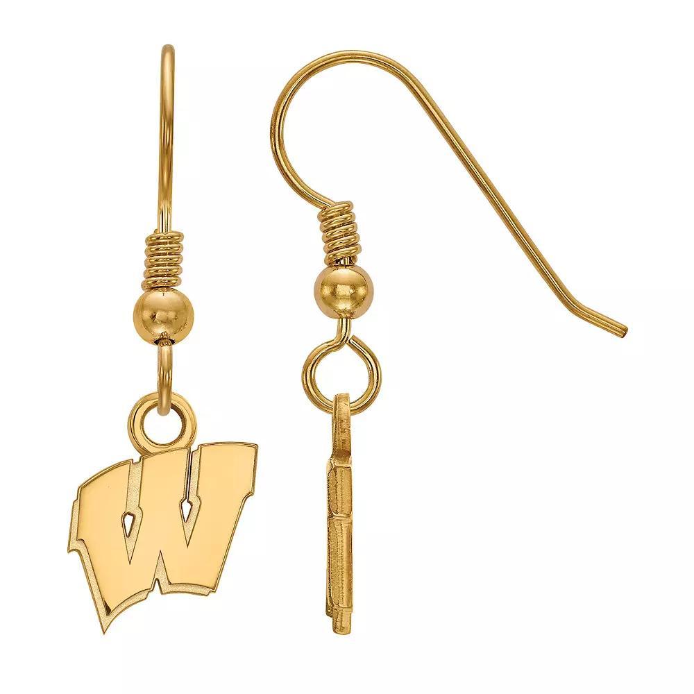LogoArt 14k Gold Plated Silver Wisconsin Badgers Dangle Earrings, Women's, Size: 29 mm Product Image