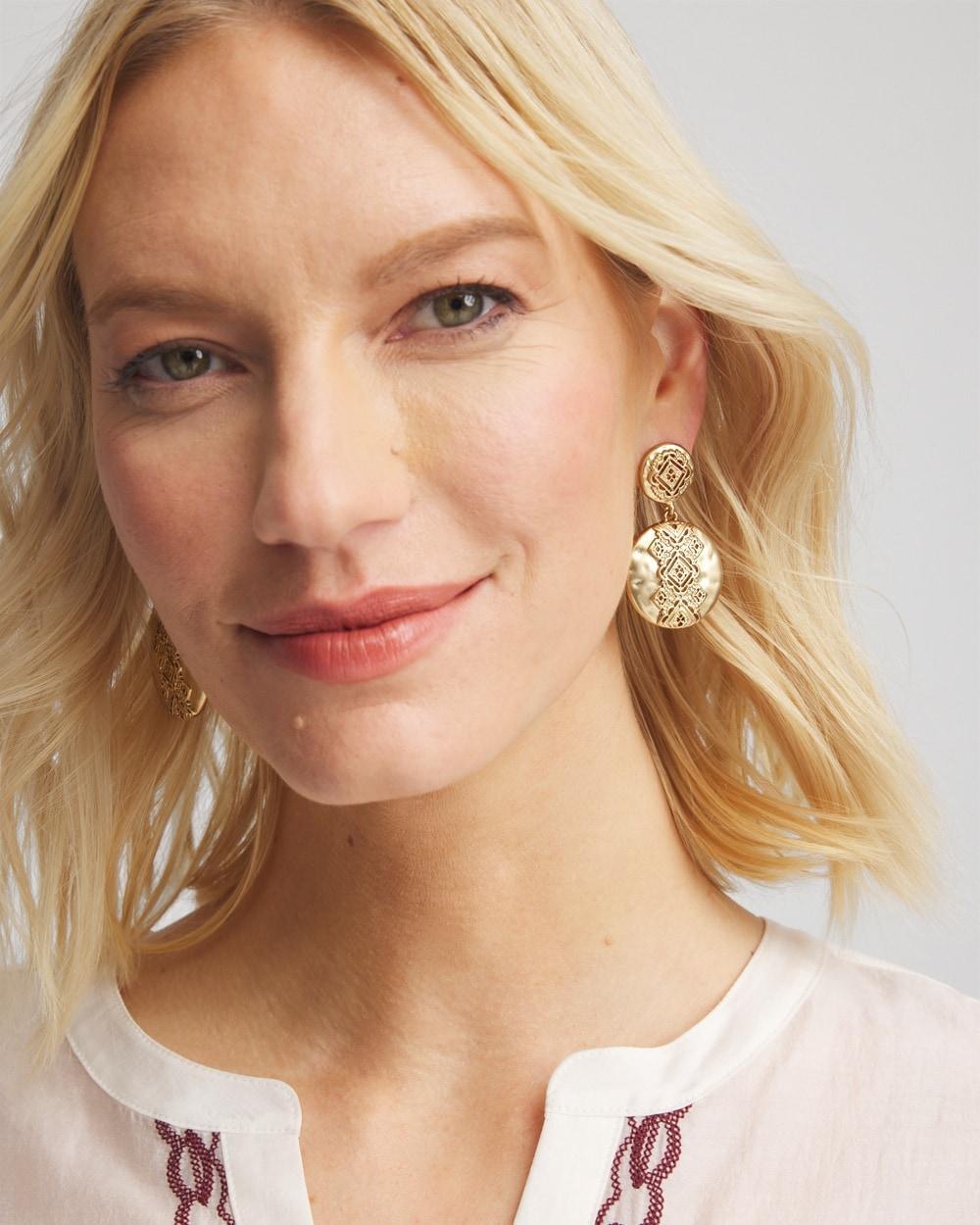 No Droop™ Gold-Tone Medallion Earrings Product Image
