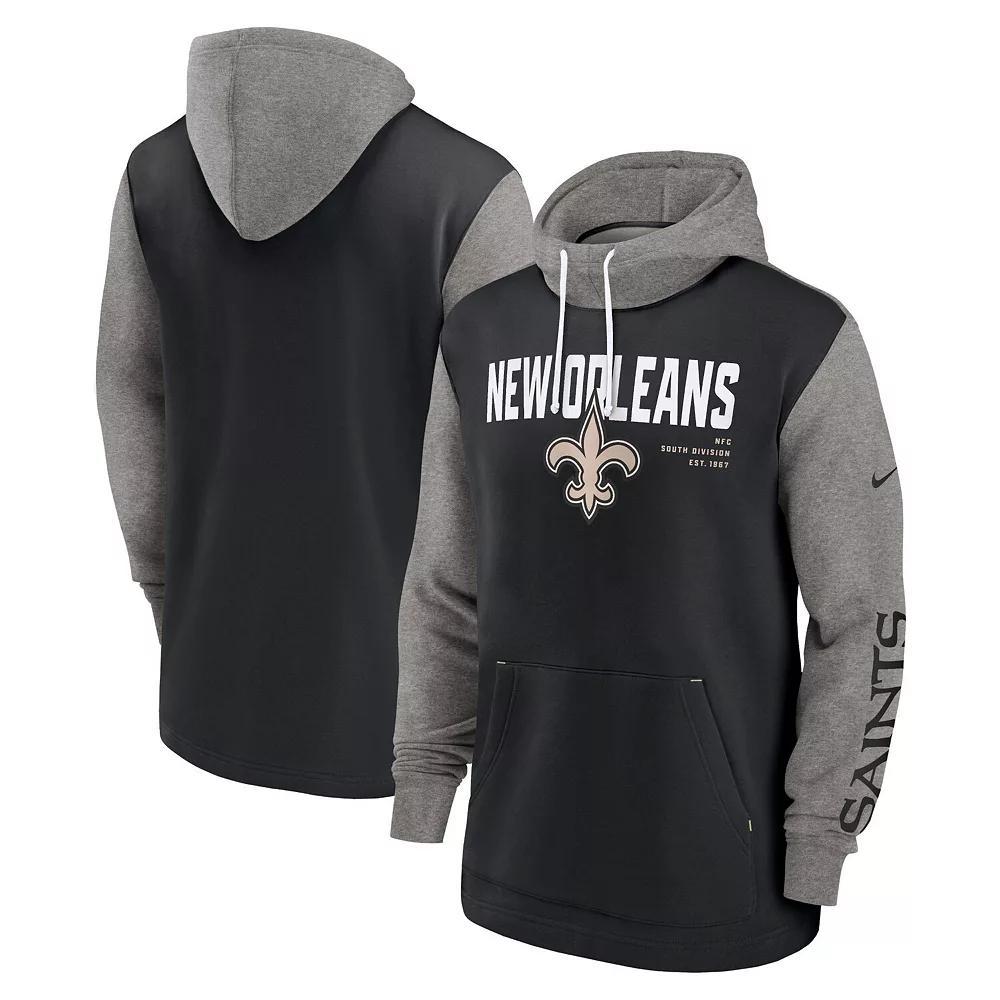 Men's Nike Black New Orleans Saints Fashion Color Block Pullover Hoodie, Size: 3XL Product Image