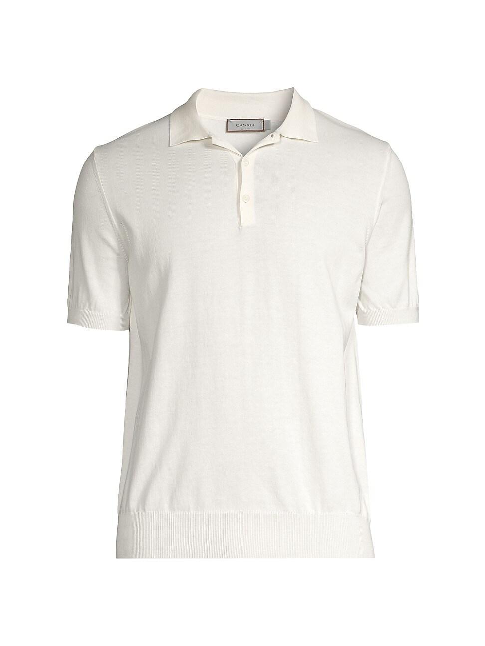 Canali White Sea Island Knit Polo Product Image