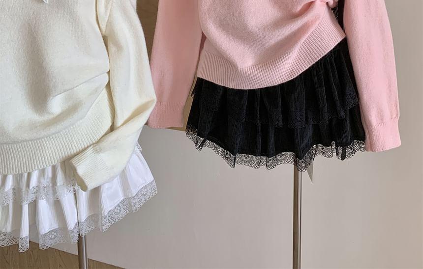 Mock Two-Piece Off Shoulder Sweater Product Image