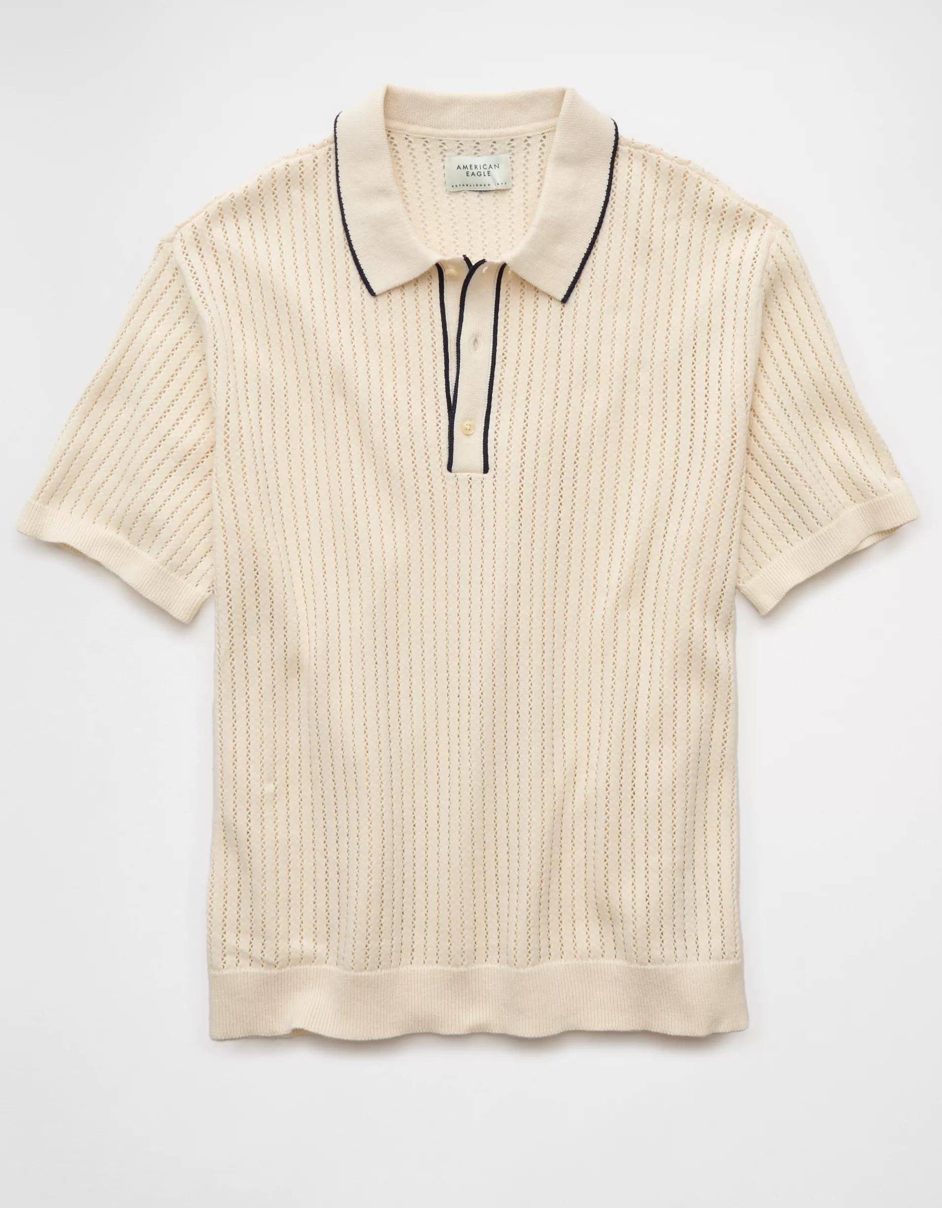 AE Weekend Tipped Sweater Polo Shirt Product Image