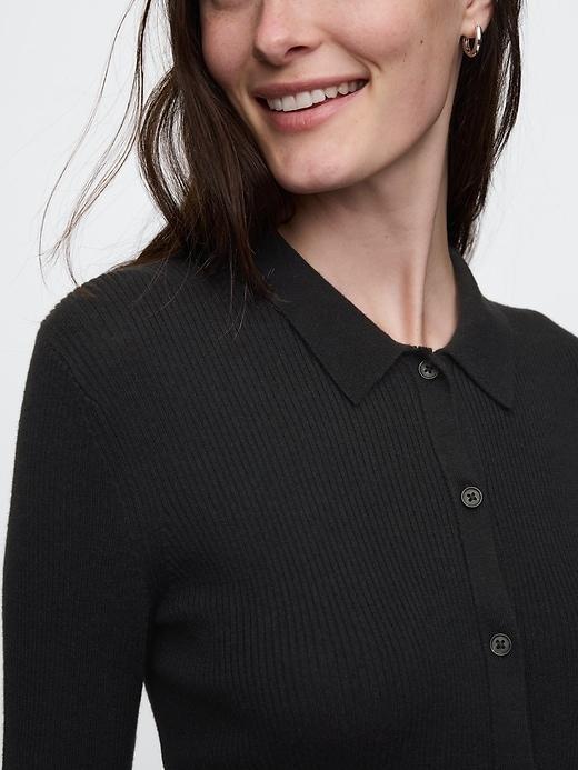 CashSoft Rib Polo Cardigan Product Image