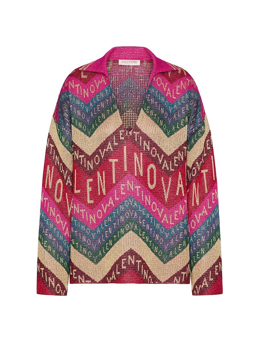 Womens Valentino Chevron Lurex Sweater Product Image