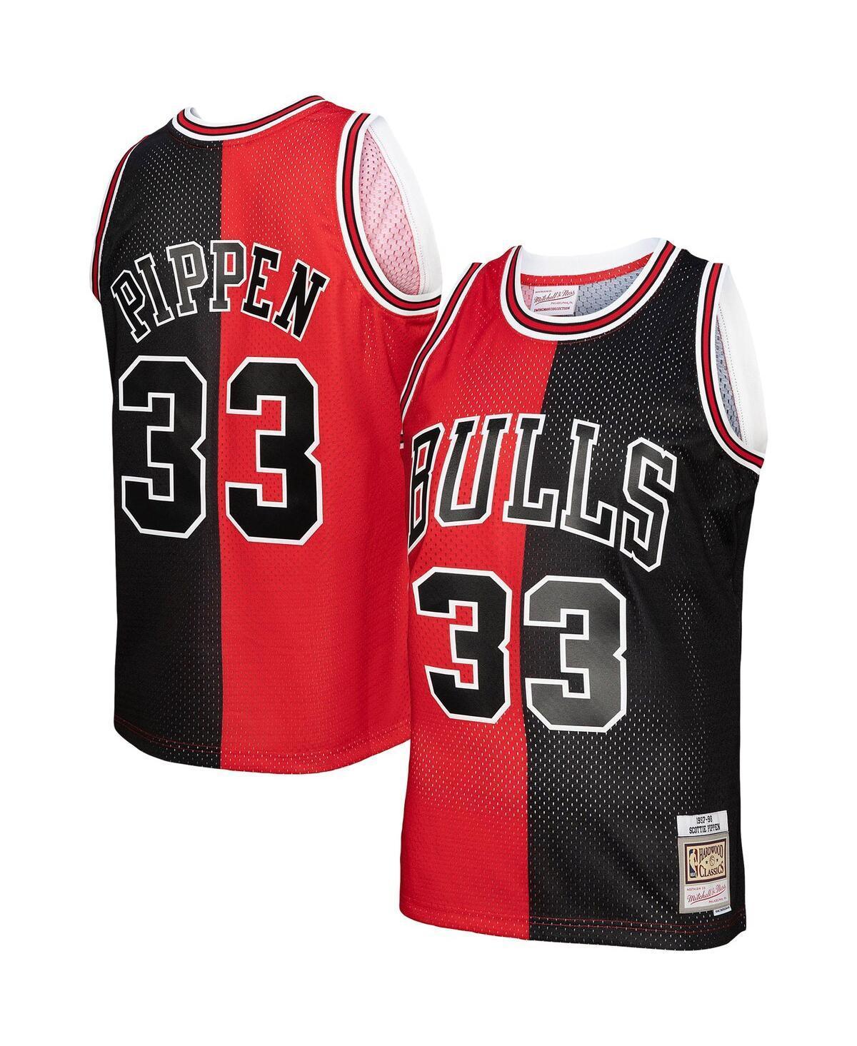 Men's Mitchell & Ness Scottie Pippen Red/Black Chicago Bulls Hardwood Classics 1997-98 Split Swingman Jersey, Size: XL Product Image
