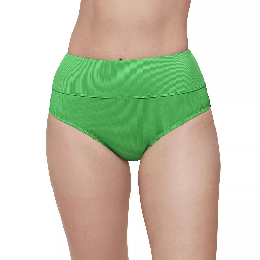 Women's Eco Beach Ribbed High Waist Swim Briefs, Size: Medium, Palm Product Image