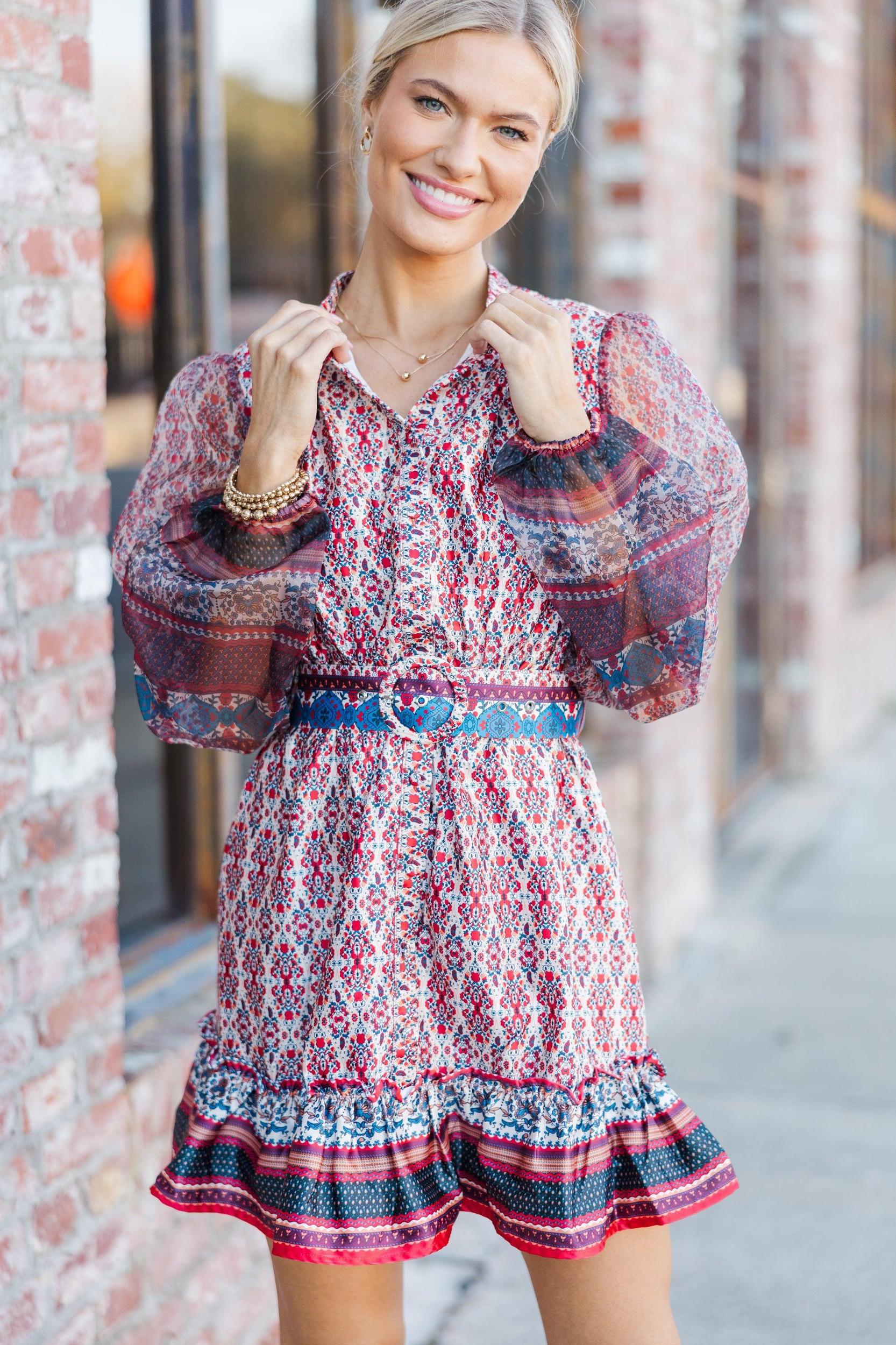 All Your Own Ivory Mixed Print Dress Female Product Image