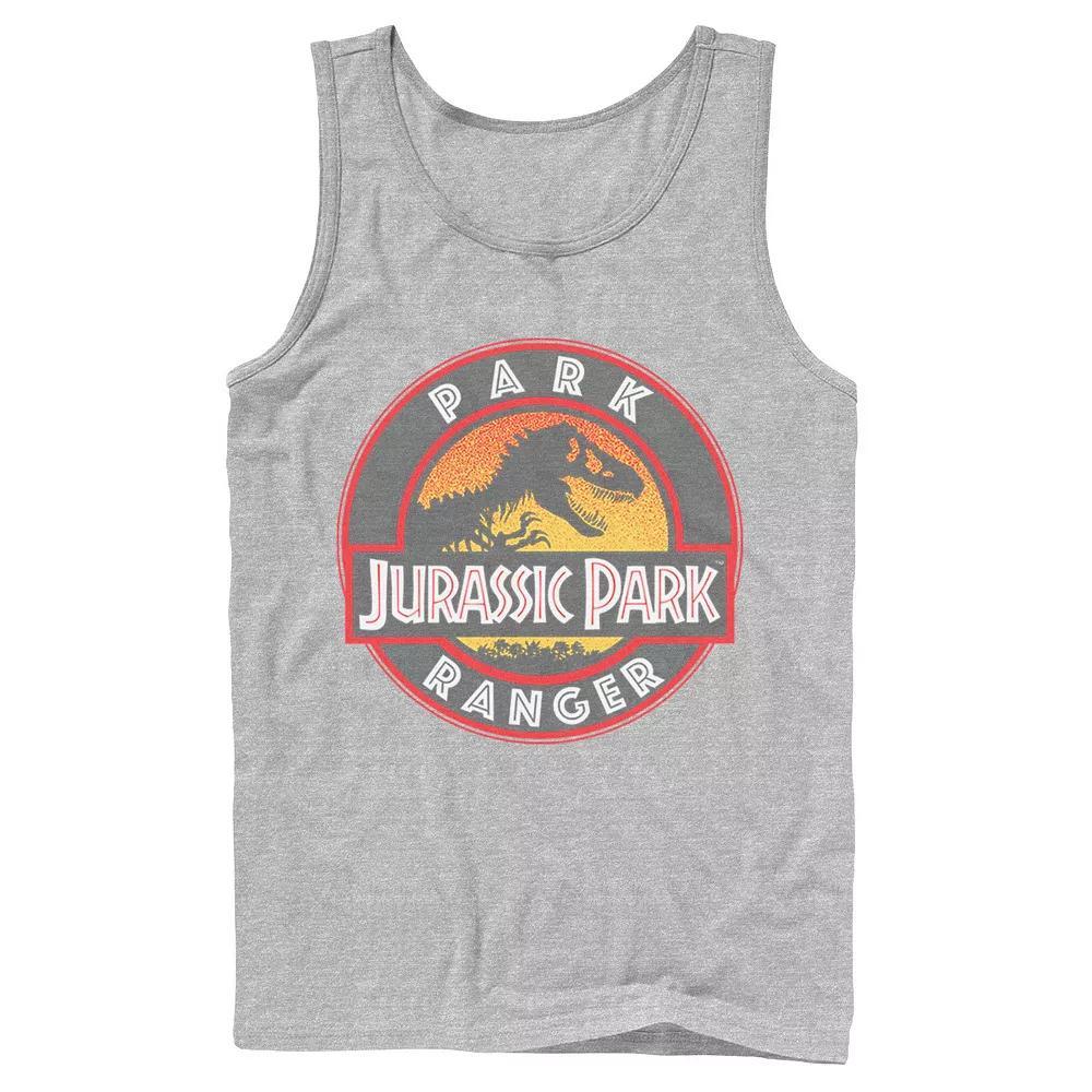 Mens Jurassic Park Ranger Danger Orange Gradient Icon Graphic Tank Top Athletic Grey Product Image