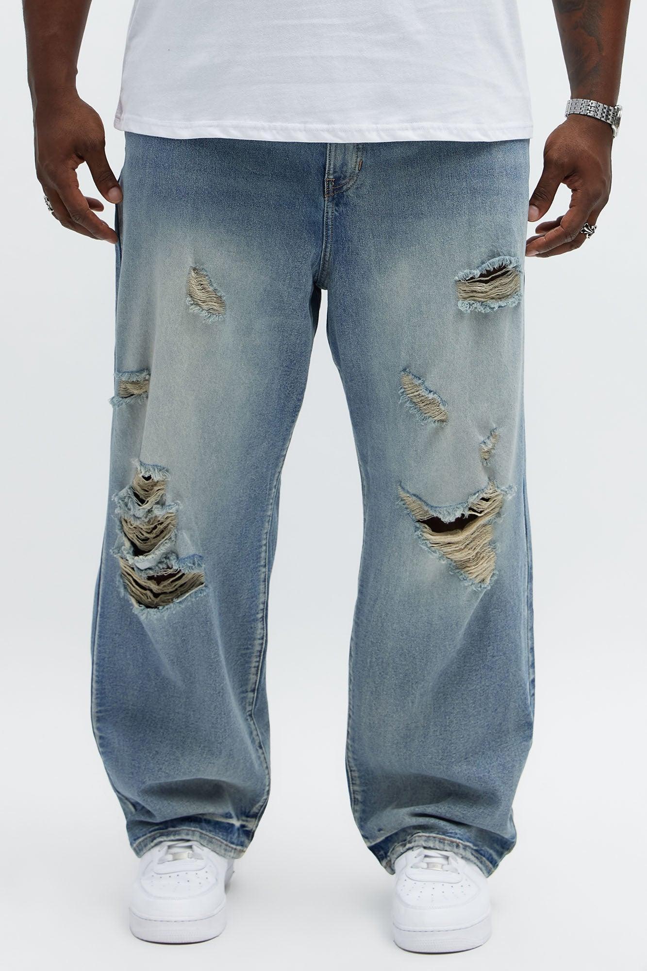 Baggy Wish You Could Distressed Jeans - Medium Blue Wash Product Image